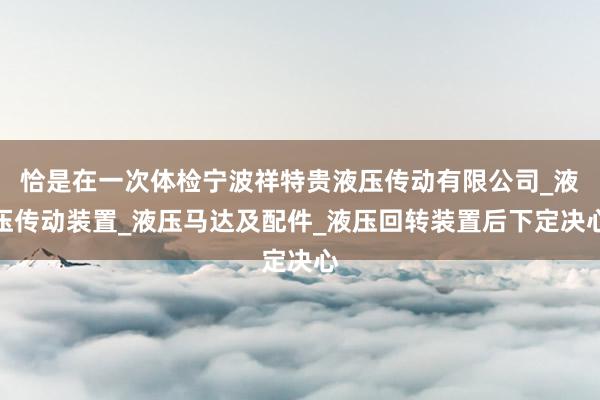 恰是在一次体检宁波祥特贵液压传动有限公司_液压传动装置_液压马达及配件_液压回转装置后下定决心